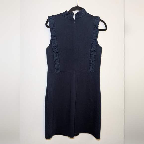 Chelsea 28 Navy Blue High Neck Ruffle Dress Sleeveless Women's Size 8 - Picture 2 of 5